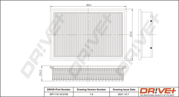 Повітряний фільтр   DP1110.10.0102   Dr!ve+