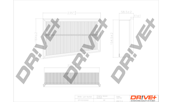 Повітряний фільтр   DP1110.10.0163   Dr!ve+