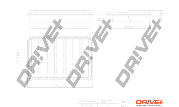 Повітряний фільтр   DP1110.10.0196   Dr!ve+