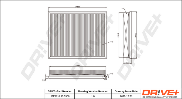 Повітряний фільтр   DP1110.10.0550   Dr!ve+