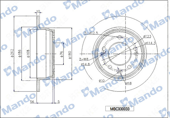 Тормозной диск   MBC030033   MANDO