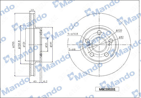 Тормозной диск   MBC030201   MANDO