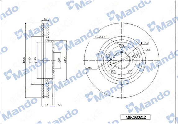 Тормозной диск   MBC030212   MANDO