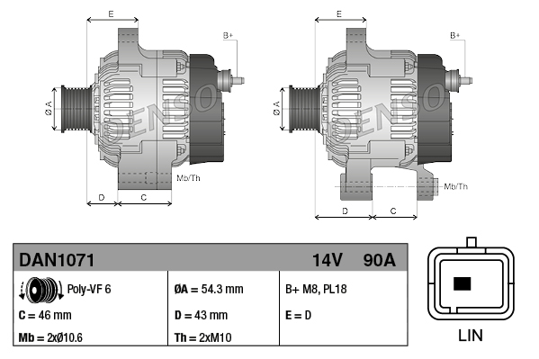 Генератор DAN1071 DENSO #3