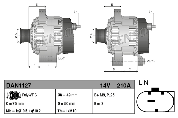 Генератор DAN1127 DENSO #3