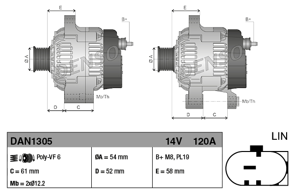 Генератор DAN1305 DENSO #3