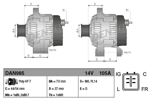 Генератор DAN985 DENSO #2