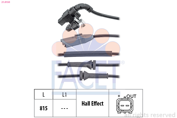 Датчик, кількість обертів колеса   21.0150   FACET