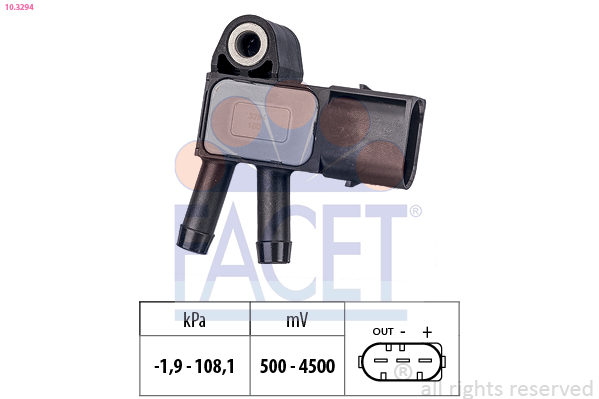 Датчик, тиск ВГ, FACET 10.3294 Датчик, тиск ВГ, FACET 10.3294