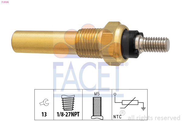 Датчик, температура охлаждающей жидкости   7.3135   FACET