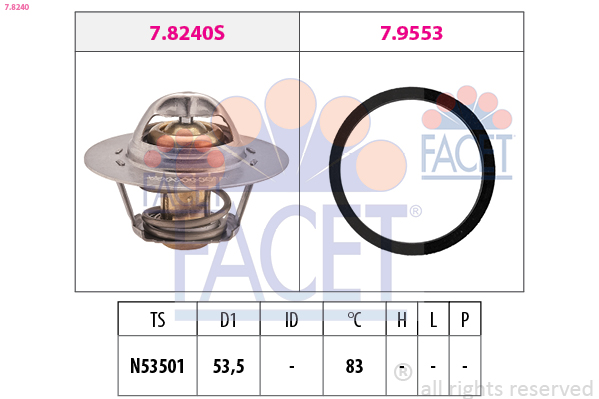 Термостат, охлаждающая жидкость   7.8240   FACET