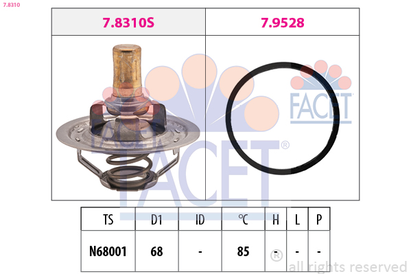 Термостат, охлаждающая жидкость   7.8310   FACET