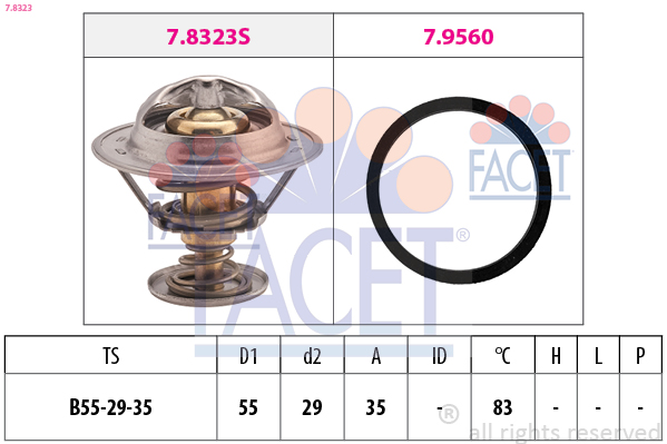 Термостат, охлаждающая жидкость   7.8323   FACET