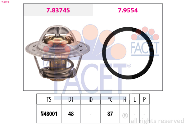 Термостат, охлаждающая жидкость   7.8374   FACET