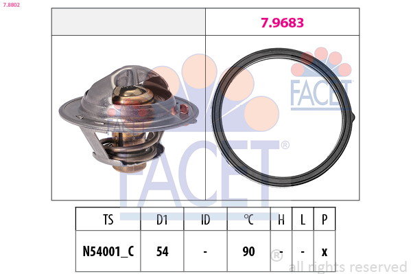 Термостат, охлаждающая жидкость   7.8802   FACET