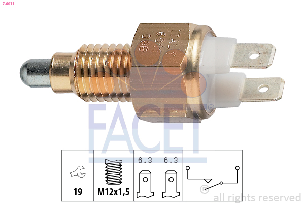 Перемикач, ліхтар заднього ходу   7.6011   FACET