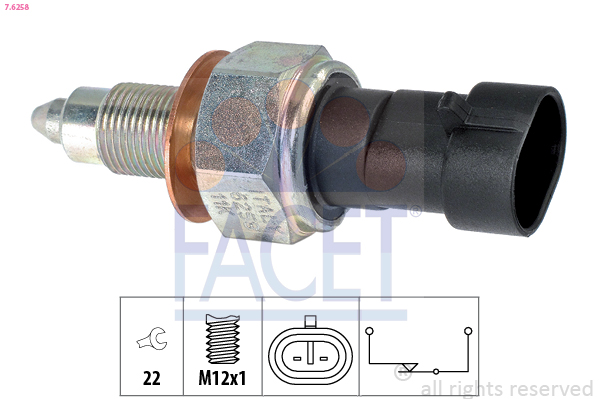 Перемикач, ліхтар заднього ходу   7.6258   FACET