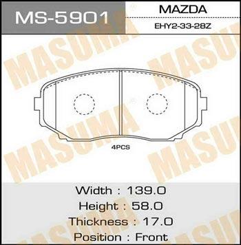 Колодки тормозные передн Mazda CX-7 (07-12), CX-9 (17-) (MS-5901) MASUMA, MASUMA MS5901 Колодки тормозные передн Mazda CX-7 (07-12), CX-9 (17-) (MS-5901) MASUMA, MASUMA MS5901