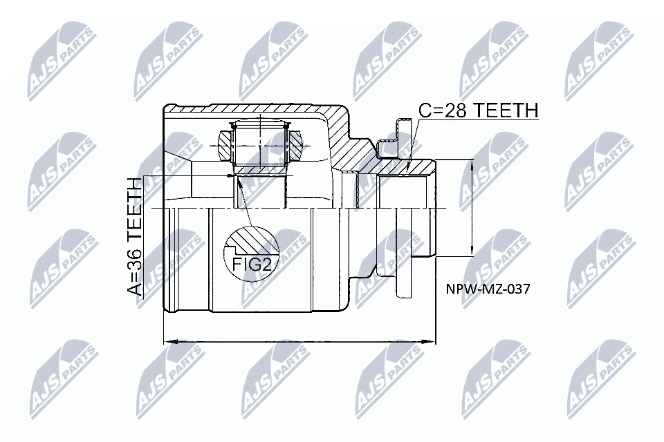 Шарнирный комплект, приводной вал   NPW-MZ-037   NTY