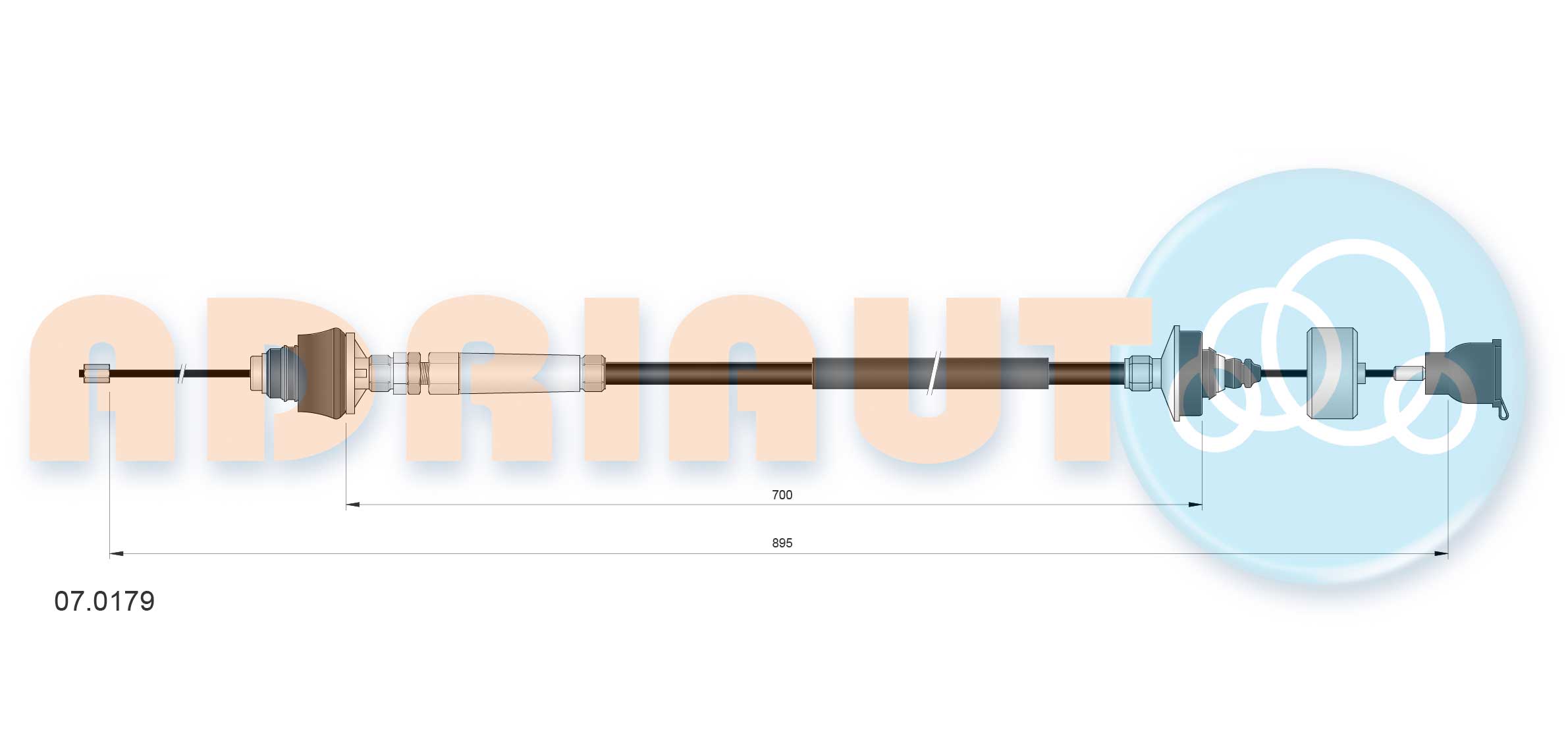 Трос, управление сцеплением, ADRIAUTO 07.0179 Трос, управление сцеплением, ADRIAUTO 07.0179