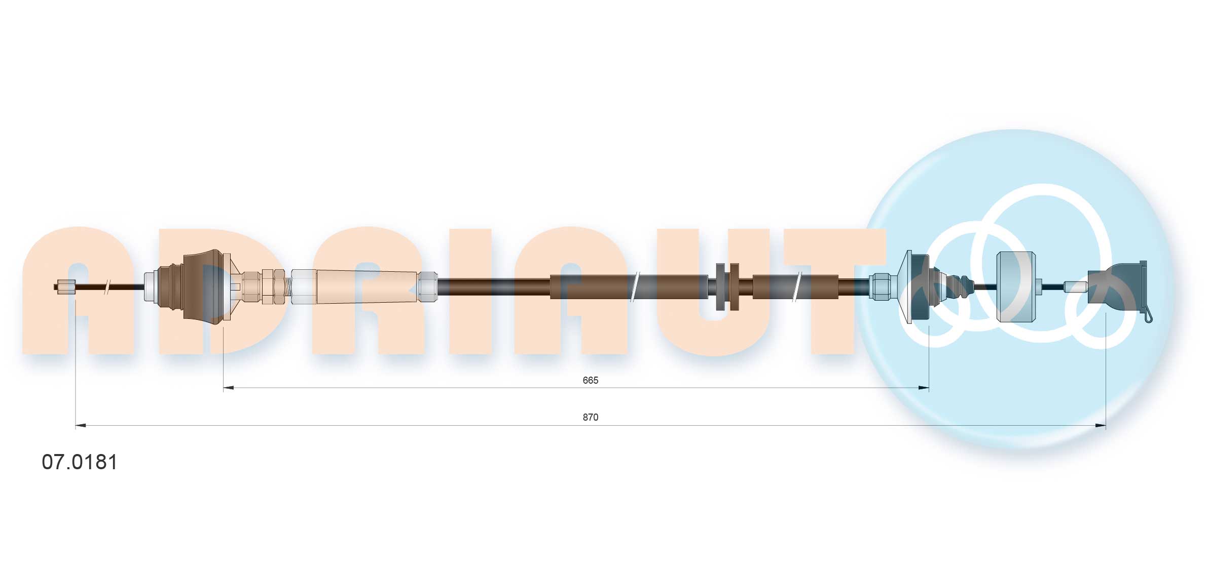 Трос, управление сцеплением   07.0181   ADRIAUTO