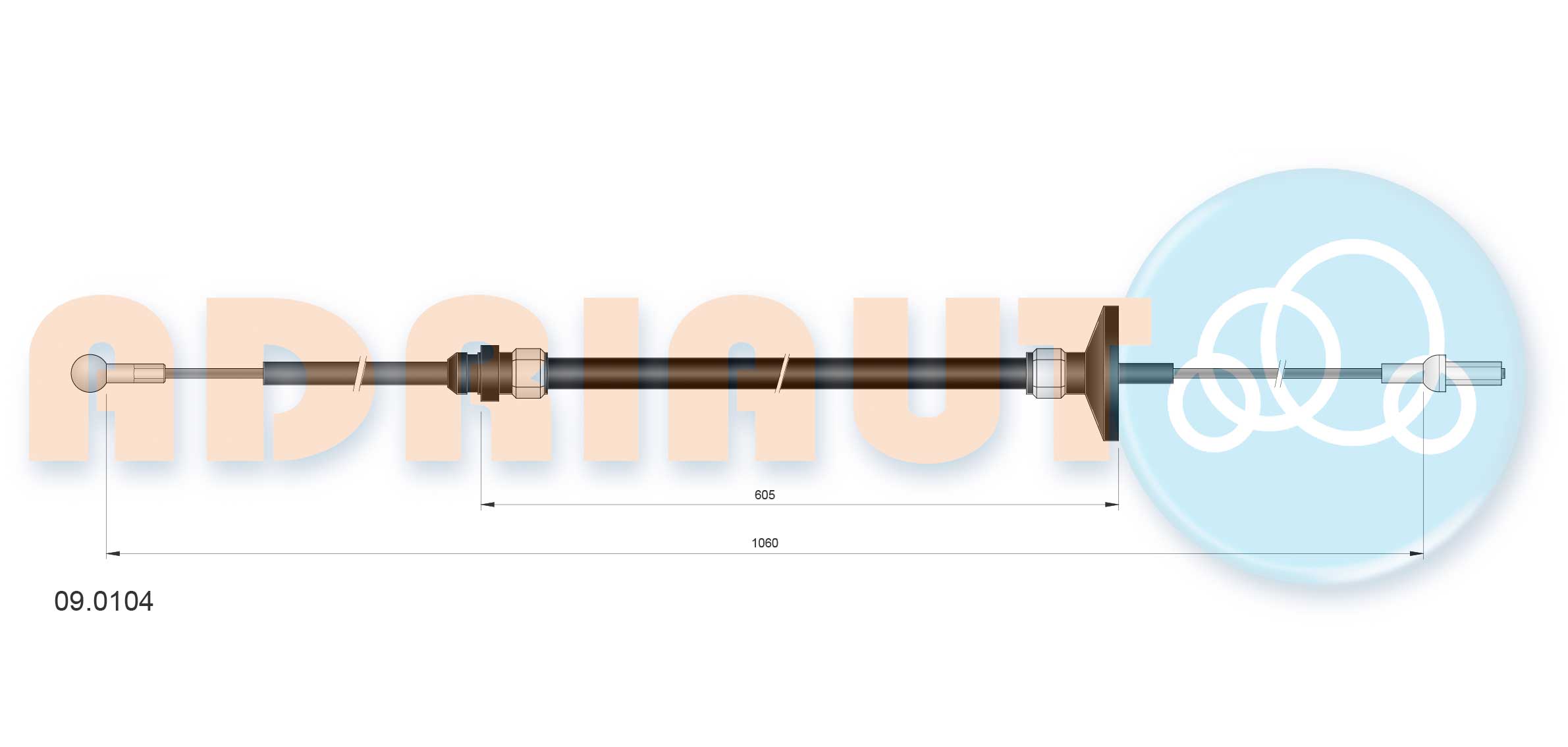 Трос, управление сцеплением   09.0104   ADRIAUTO