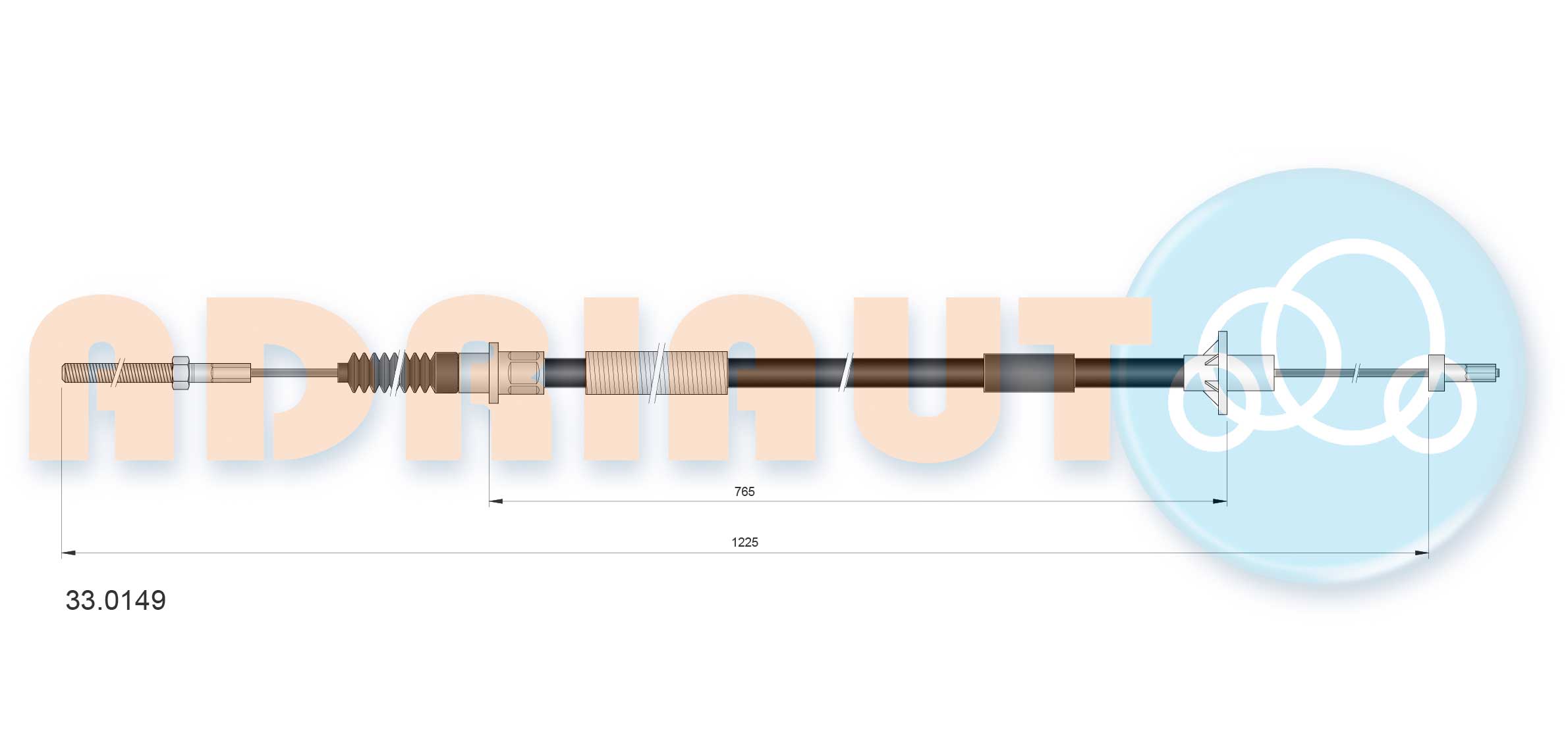 Тросовий привод, привод зчеплення, ADRIAUTO 33.0149 Тросовий привод, привод зчеплення, ADRIAUTO 33.0149