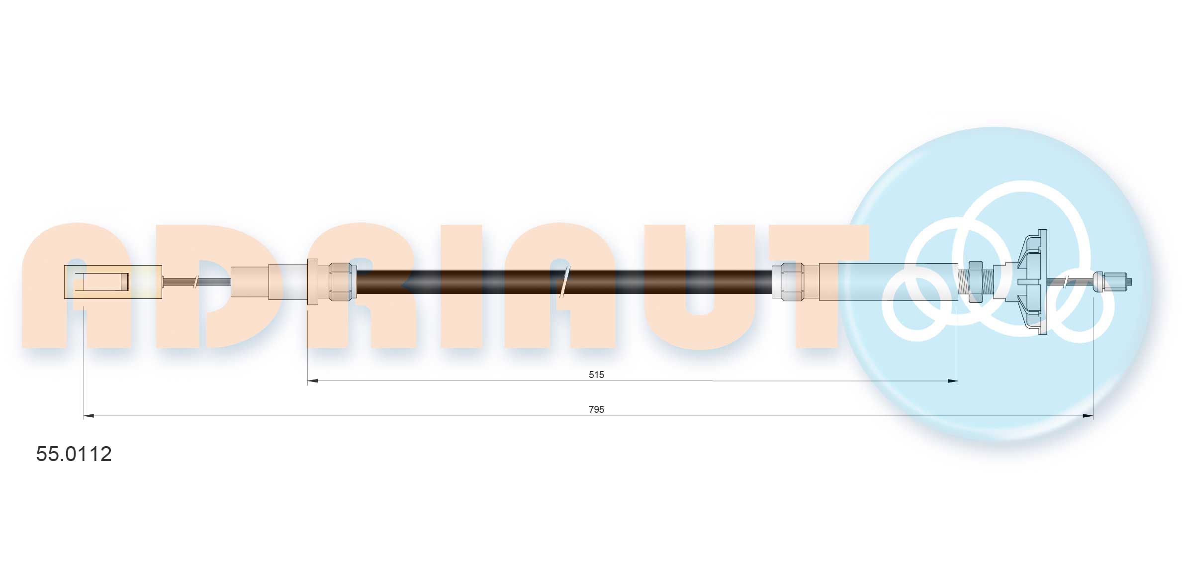 Тросовий привод, привод зчеплення, ADRIAUTO 55.0112 Тросовий привод, привод зчеплення, ADRIAUTO 55.0112