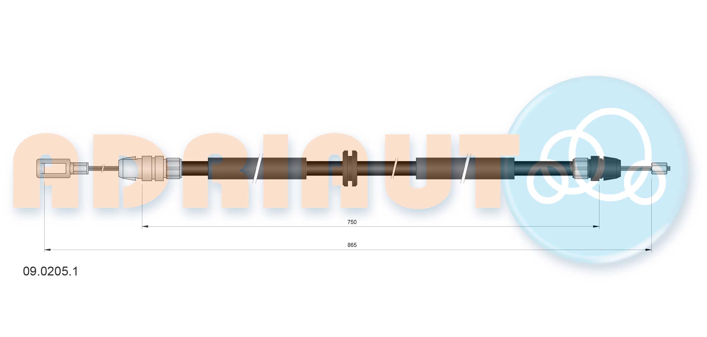 Тросик, cтояночный тормоз   09.0205.1   ADRIAUTO