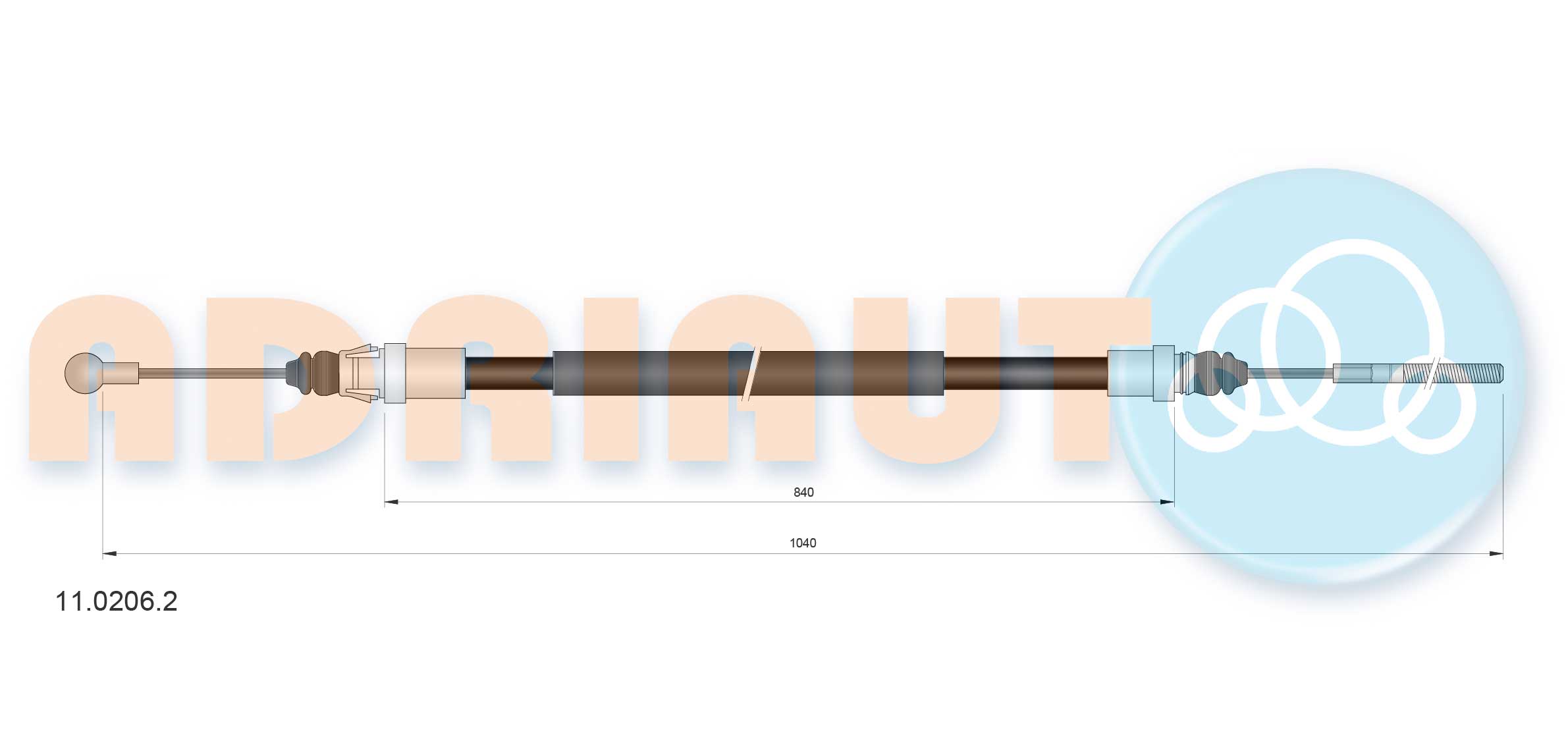 Тросик, cтояночный тормоз   11.0206.2   ADRIAUTO