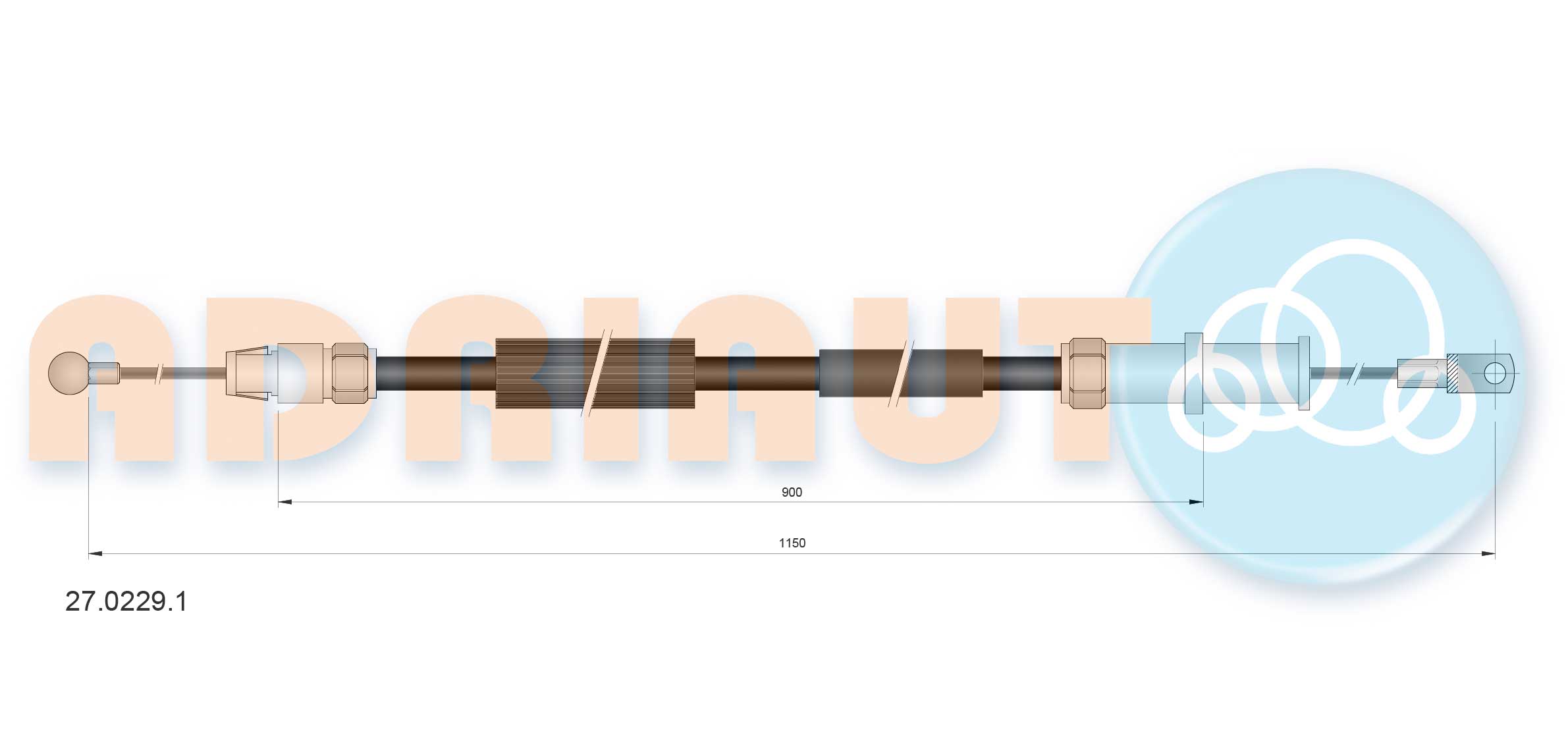 Тросик, cтояночный тормоз   27.0229.1   ADRIAUTO