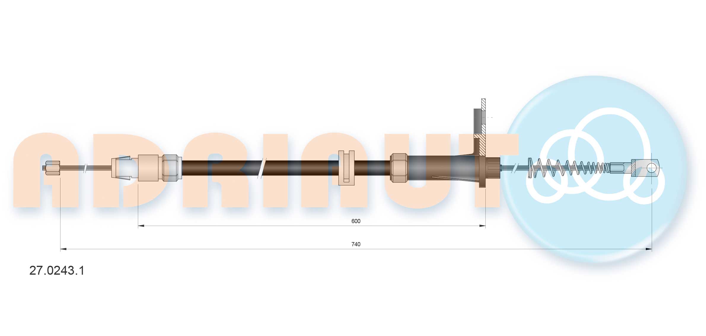 Тросик, cтояночный тормоз   27.0243.1   ADRIAUTO