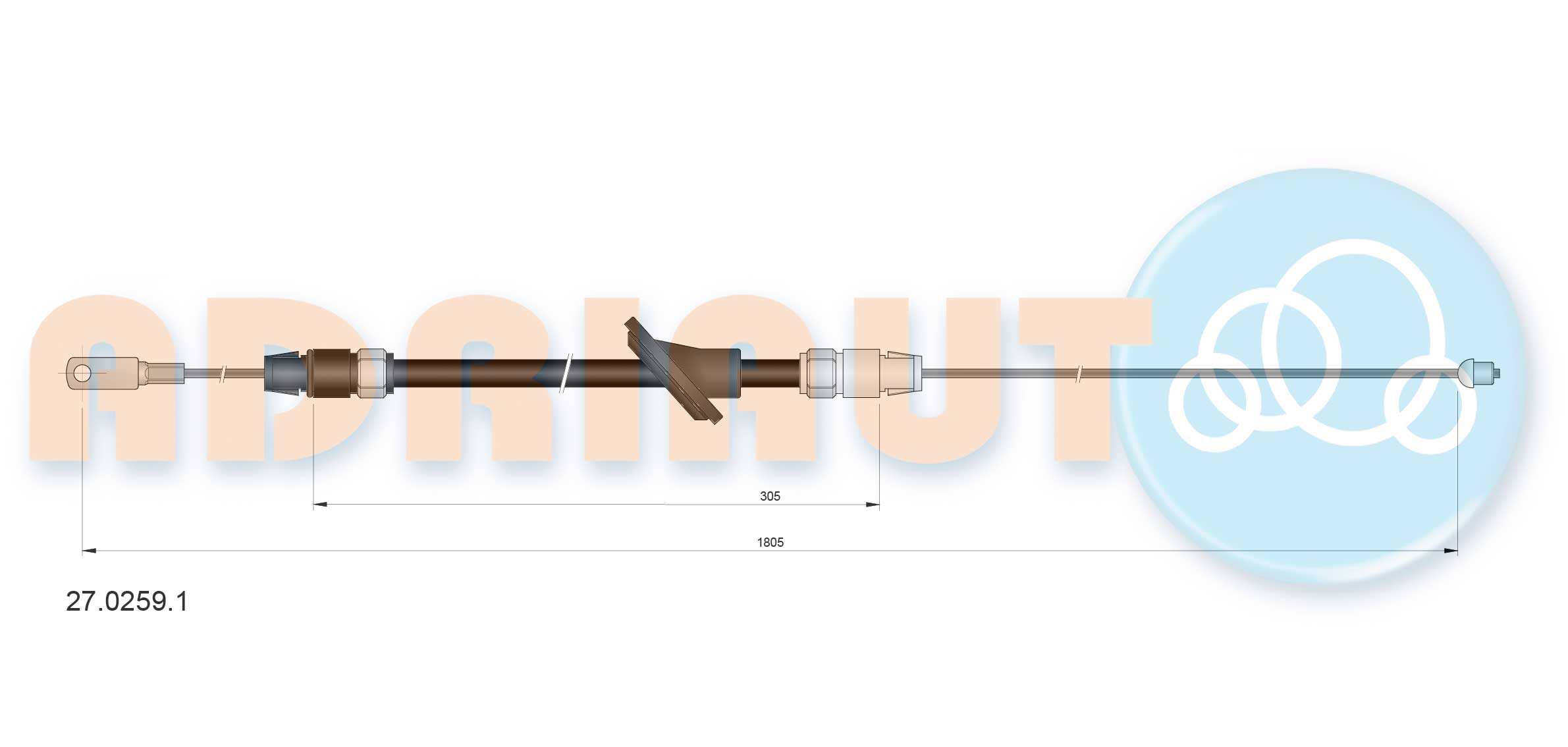 Тросик, cтояночный тормоз   27.0259.1   ADRIAUTO