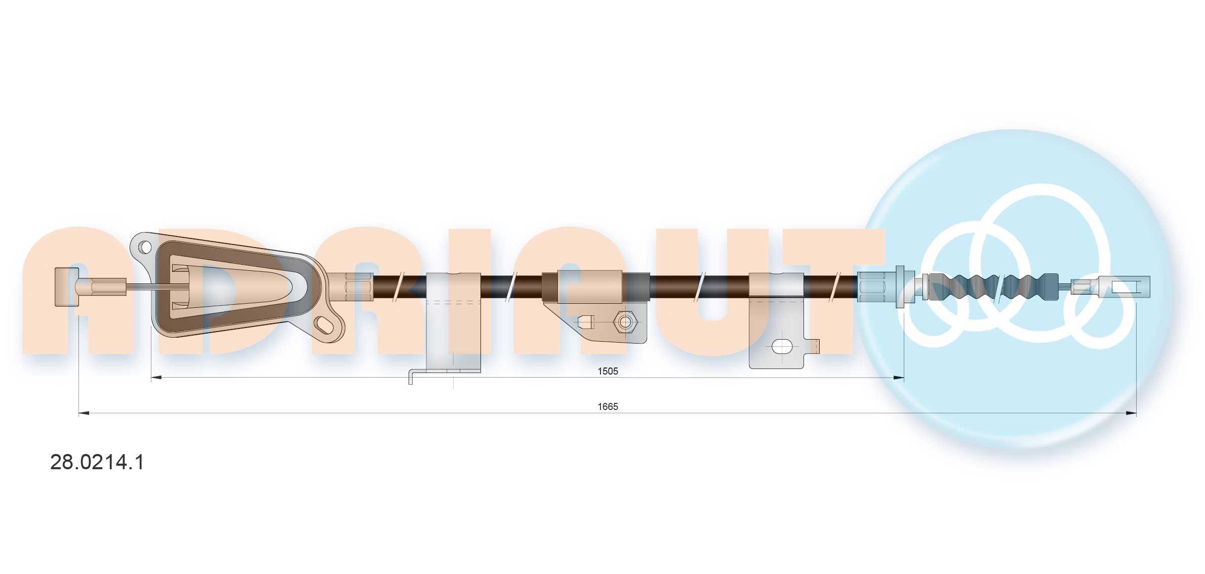 Тросовий привод, стоянкове гальмо   28.0214.1   ADRIAUTO