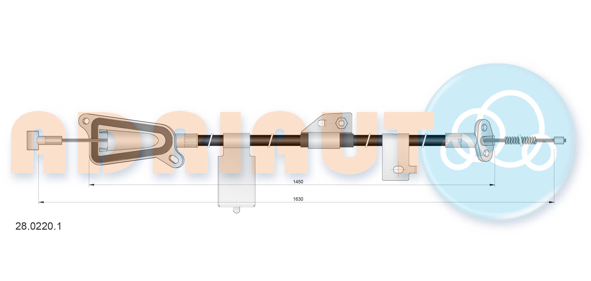 Тросовий привод, стоянкове гальмо   28.0220.1   ADRIAUTO