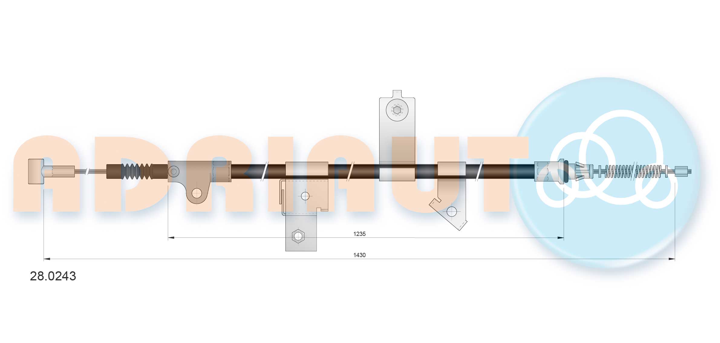 Тросовий привод, стоянкове гальмо   28.0243   ADRIAUTO