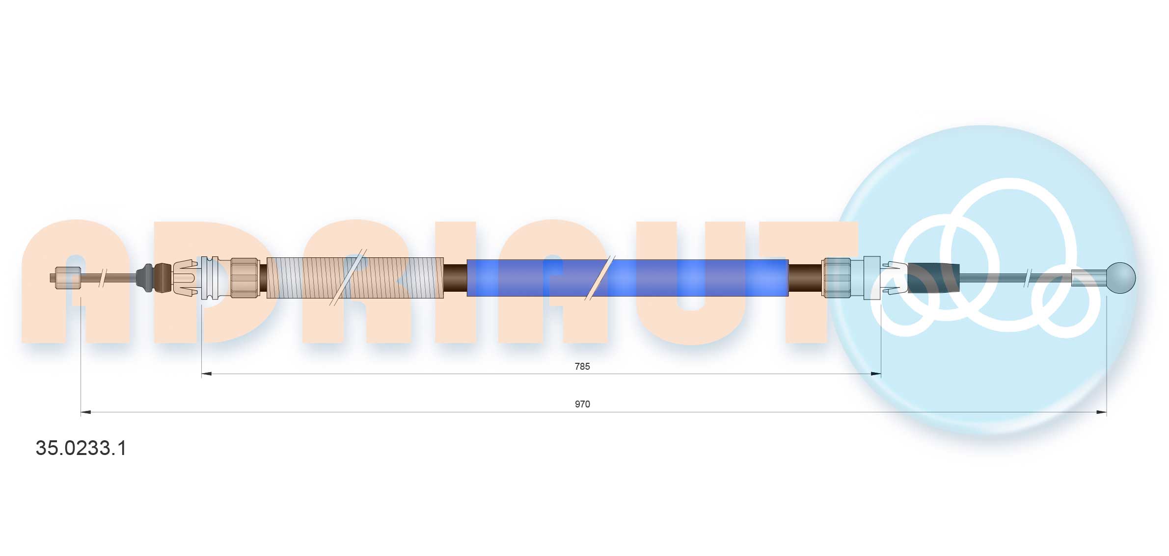 Тросик, cтояночный тормоз   35.0233.1   ADRIAUTO