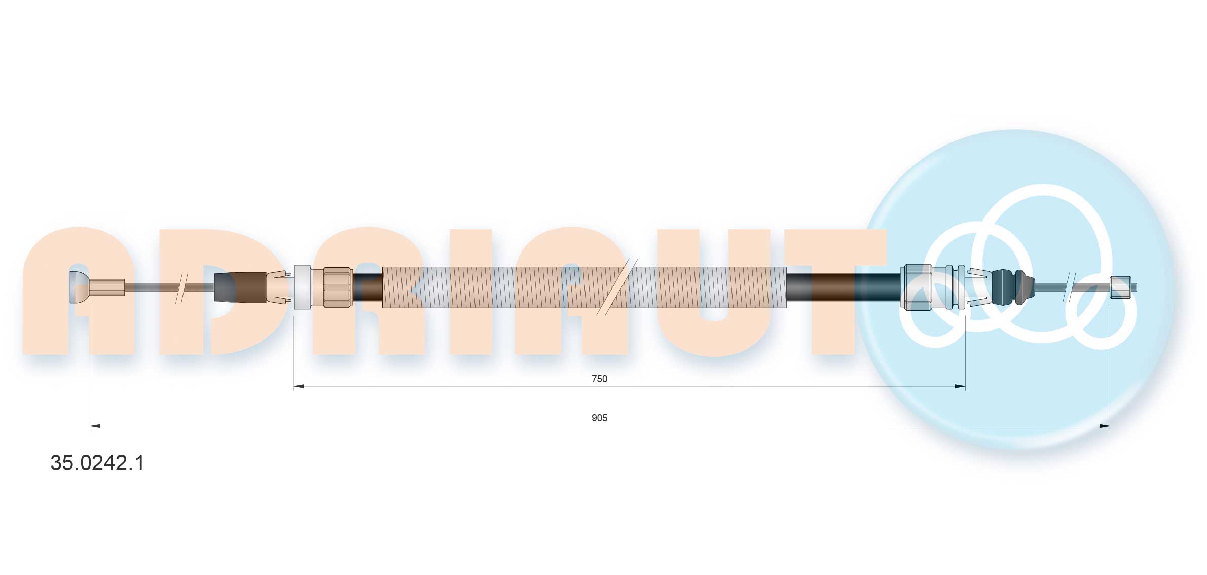 Тросик, cтояночный тормоз   35.0242.1   ADRIAUTO