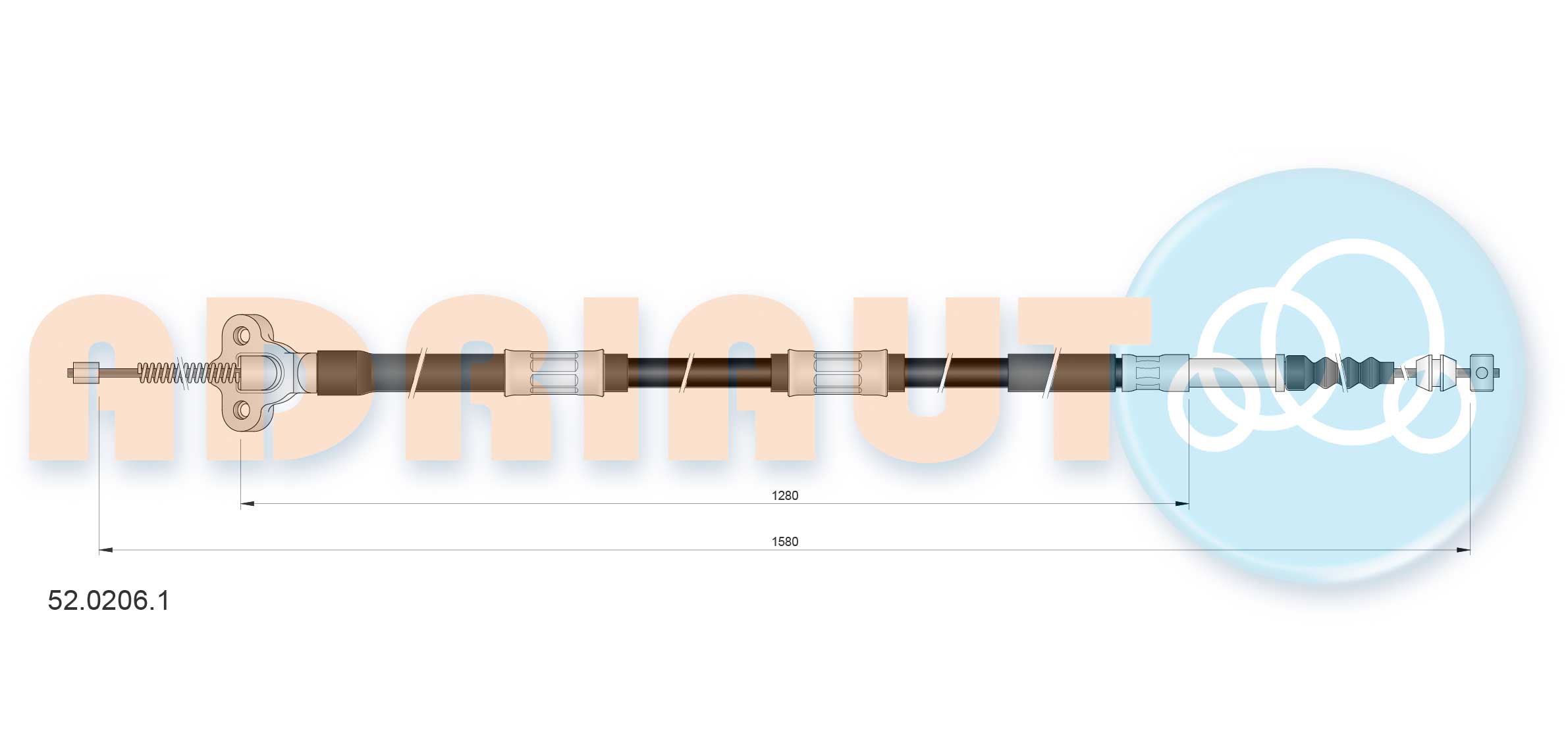Тросовий привод, стоянкове гальмо   52.0206.1   ADRIAUTO