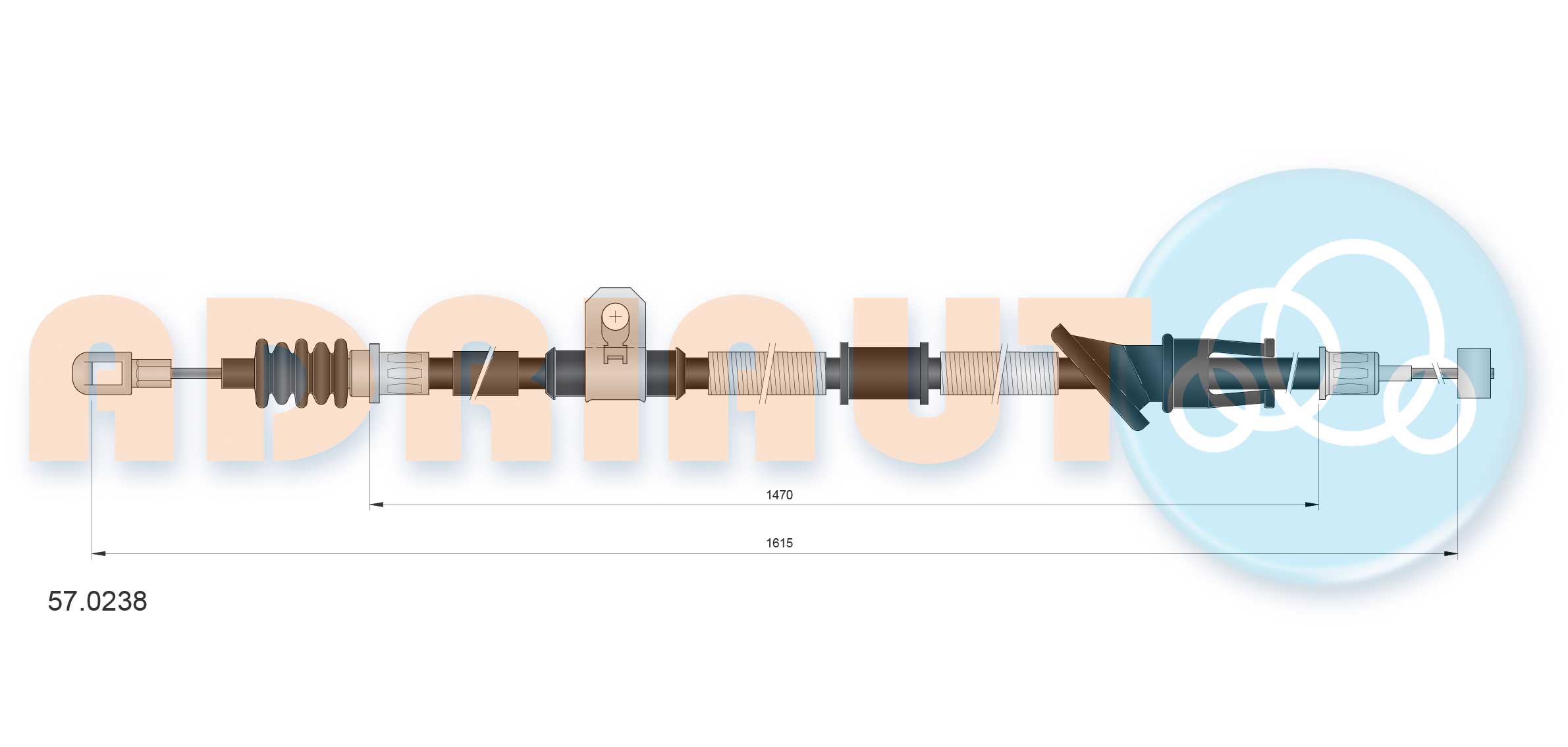 Тросовий привод, стоянкове гальмо, ADRIAUTO 57.0238 Тросовий привод, стоянкове гальмо, ADRIAUTO 57.0238
