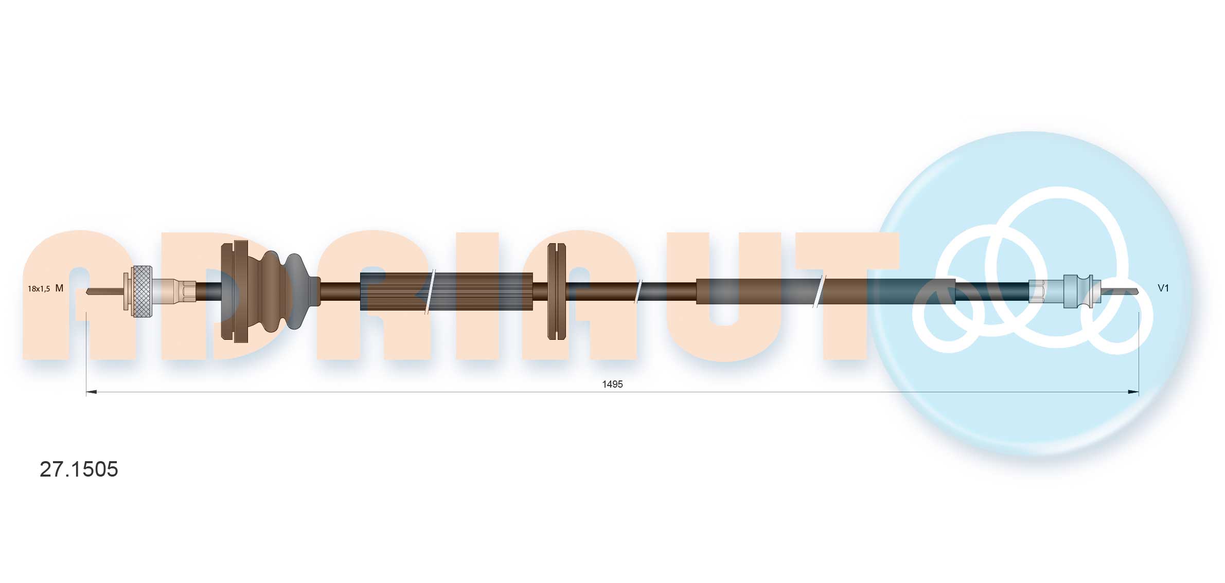 Тросик спидометра, ADRIAUTO 27.1505 Тросик спидометра, ADRIAUTO 27.1505