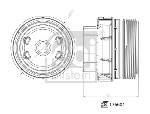 Кришка, корпус оливного фільтра 176601 FEBI BILSTEIN #2