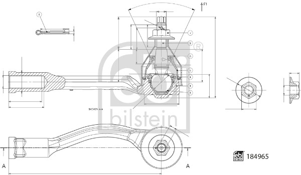 Наконечник, поперечна кермова тяга   184965   FEBI BILSTEIN