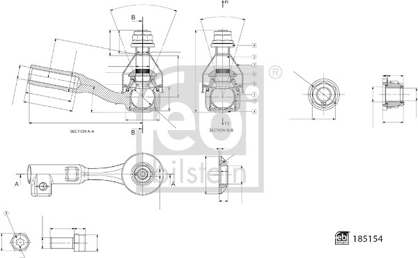 Наконечник поперечной рулевой тяги   185154   FEBI BILSTEIN