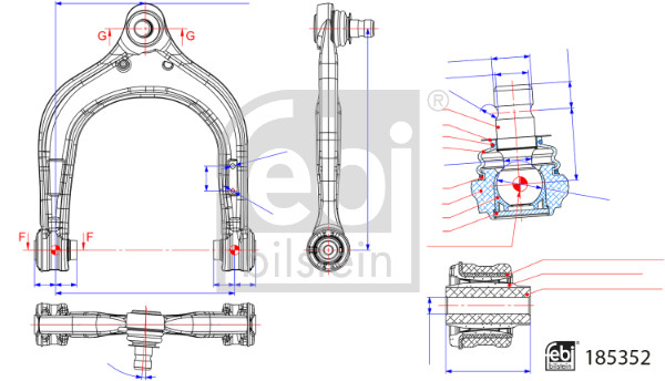 Важіль підвіски, підвіска коліс   185352   FEBI BILSTEIN