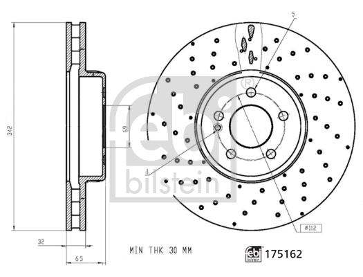 Гальмівний диск   175162   FEBI BILSTEIN