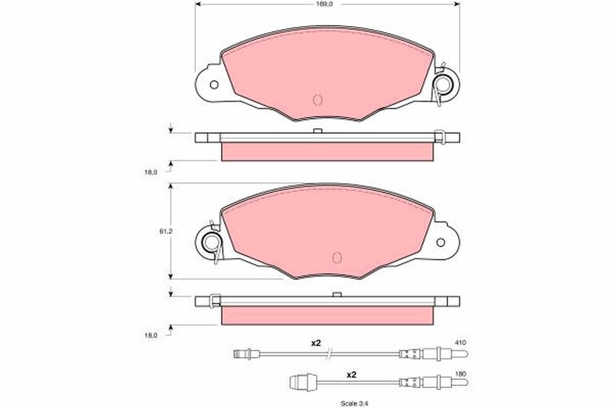 Комплект гальмівних накладок, дискове гальмо   GDB1336   TRW