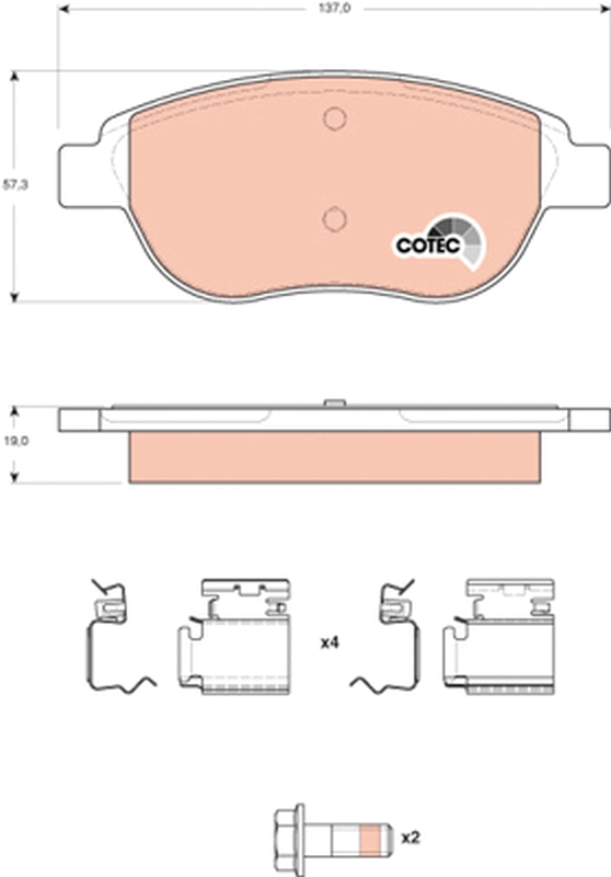 Комплект гальмівних накладок, дискове гальмо   GDB1676   TRW