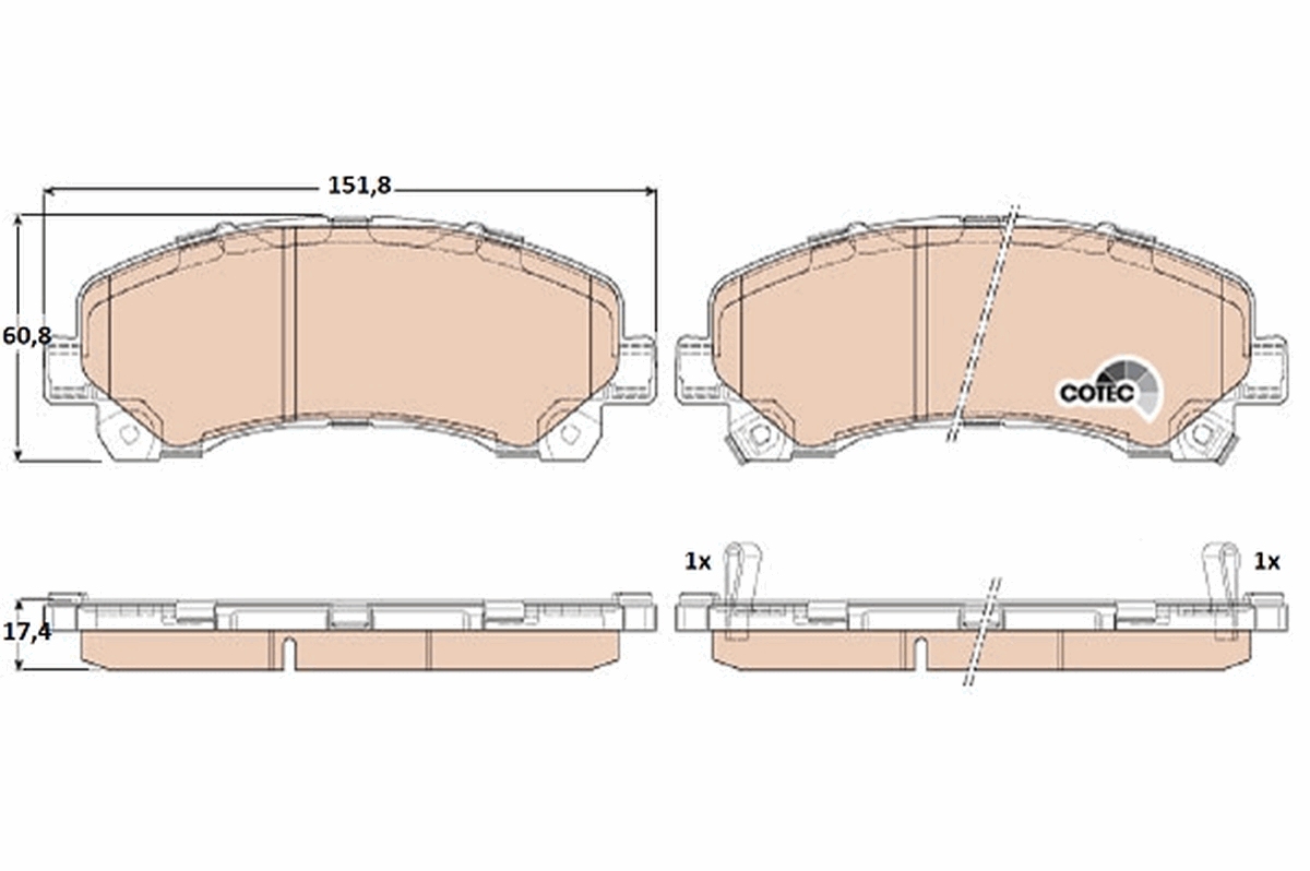 Комплект гальмівних накладок, дискове гальмо   GDB3545   TRW