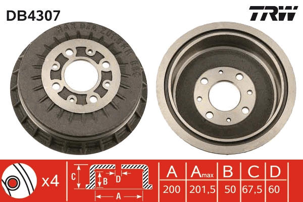 Гальмівний барабан   DB4307   TRW